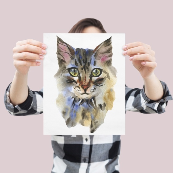 Cute Cat Portrait Wall Art Print Poster Unframed - Picture 3 of 16